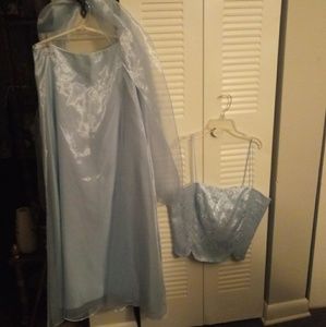 Baby blue two piece with shawl
